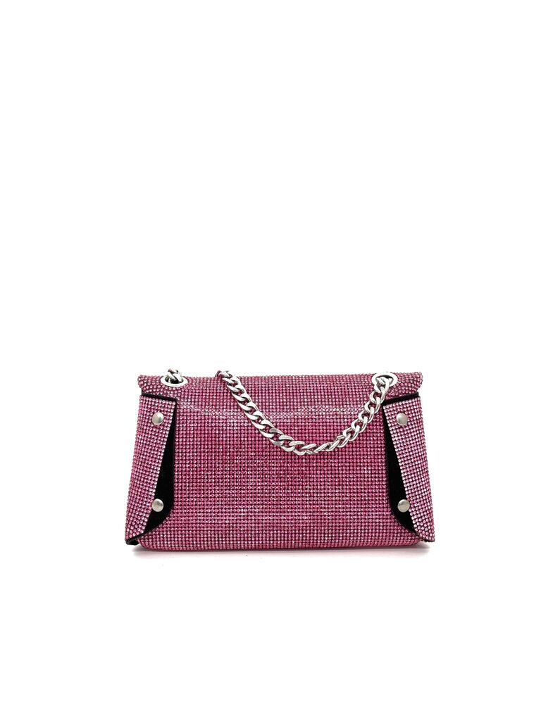 Pink Sparkling Evening Clutch with Chain Strap