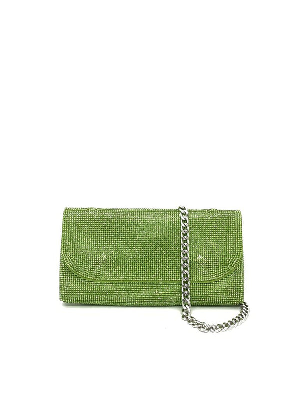 Green Sparkling Clutch with Chain Strap