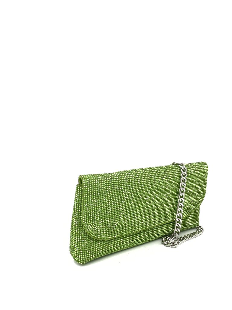 Green Sparkling Clutch with Chain Strap