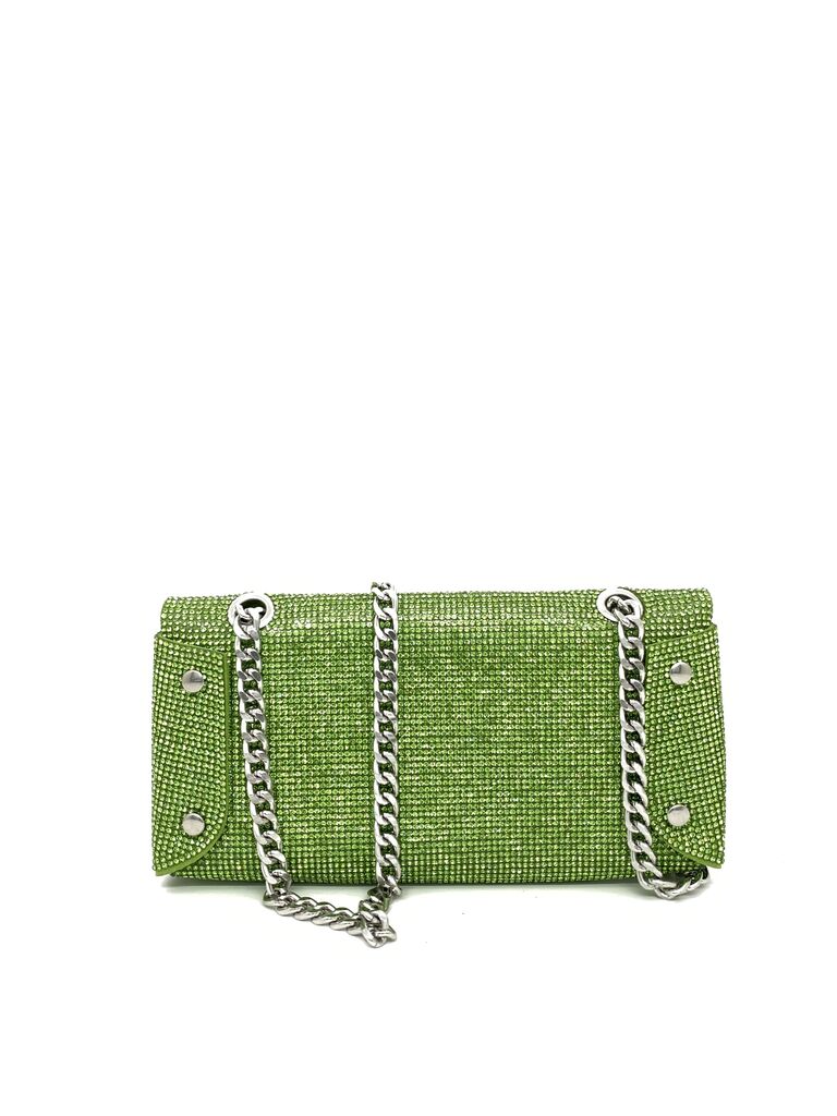 Green Sparkling Clutch with Chain Strap