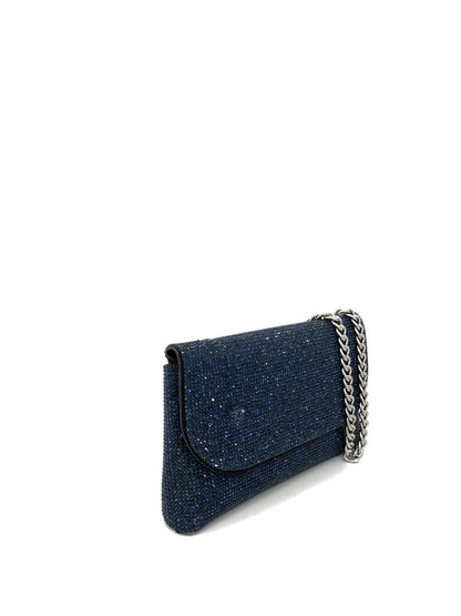 Navy Sparkling Clutch with Chain Strap