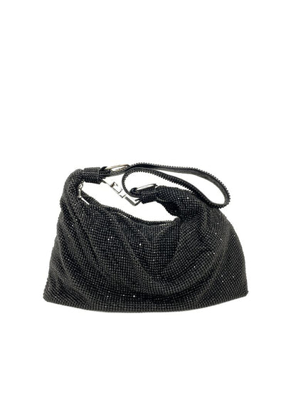 Black Beaded Evening Handbag with Shoulder Strap