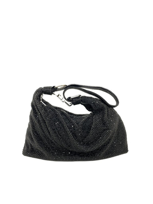 Black Beaded Evening Handbag with Shoulder Strap