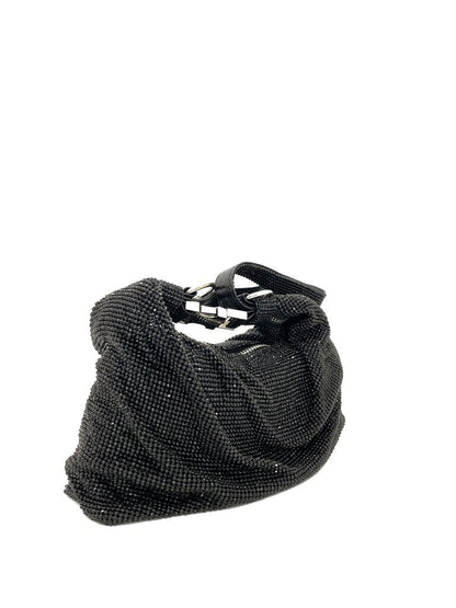 Black Beaded Evening Handbag with Shoulder Strap