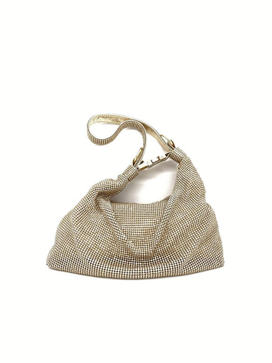 Gold Mesh Hobo Bag with Shoulder Strap