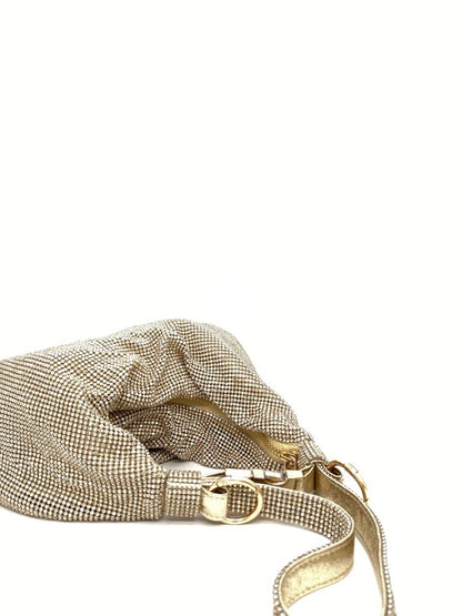 Gold Mesh Hobo Bag with Shoulder Strap