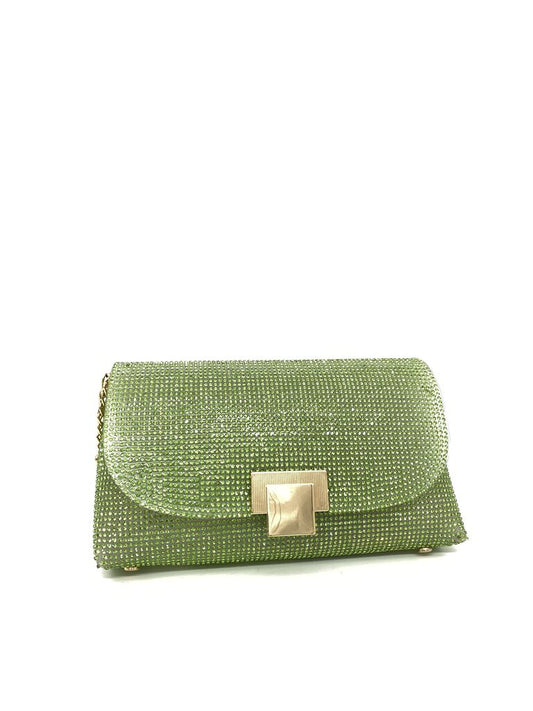 Green Textured Clutch with Gold Clasp