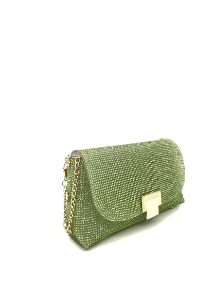 Green Textured Clutch with Gold Clasp