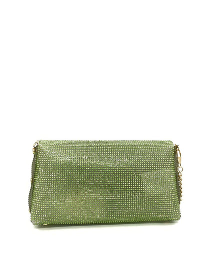 Green Textured Clutch with Gold Clasp