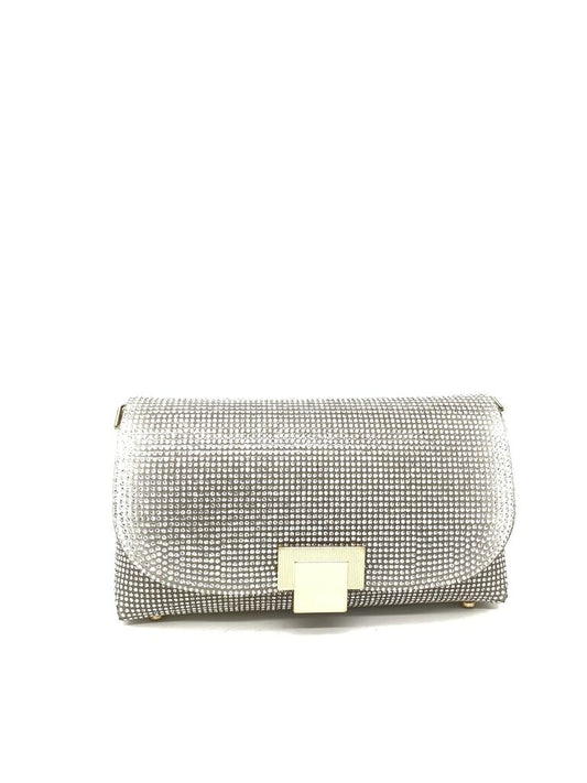 Silver Glitter Clutch with Square Clasp
