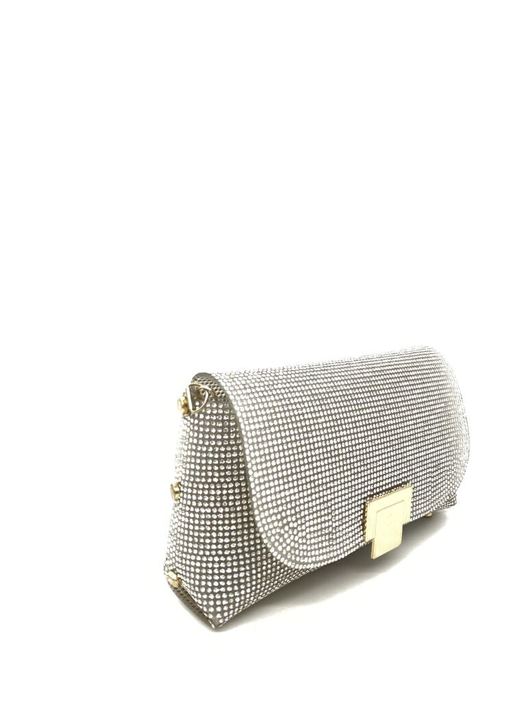 Silver Glitter Clutch with Square Clasp