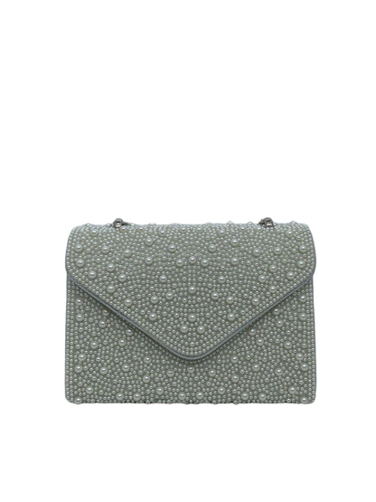 Ivory Pearlescent Clutch with Textured Design