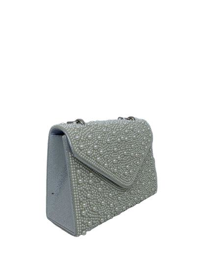 Ivory Pearlescent Clutch with Textured Design