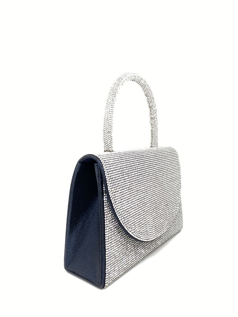Silver Beaded Handbag with Structured Design