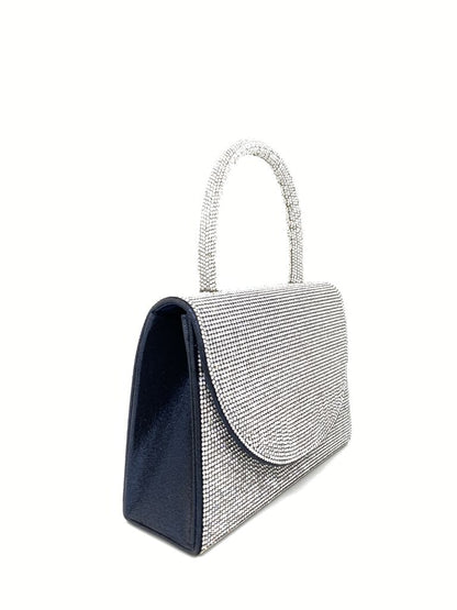 Silver Beaded Handbag with Structured Design