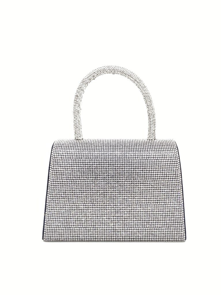 Silver Beaded Handbag with Structured Design