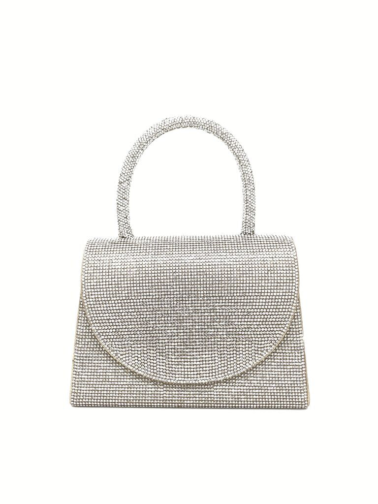 Silver Sparkling Mini Handbag with Rounded Flap