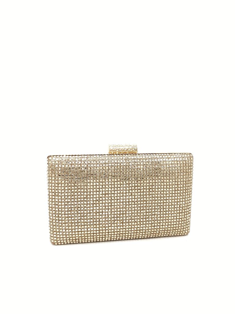 Gold Rhinestone Evening Clutch with Secure Clasp