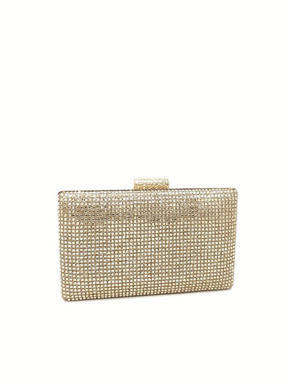 Gold Rhinestone Evening Clutch with Secure Clasp