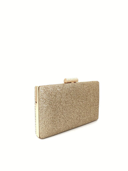 Gold Rhinestone Evening Clutch with Secure Clasp