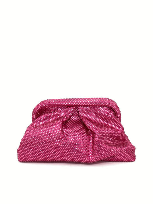 Pink Sparkling Clutch with Gathered Design