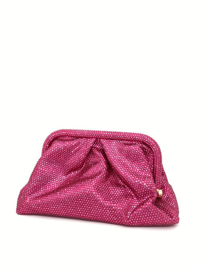 Pink Sparkling Clutch with Gathered Design