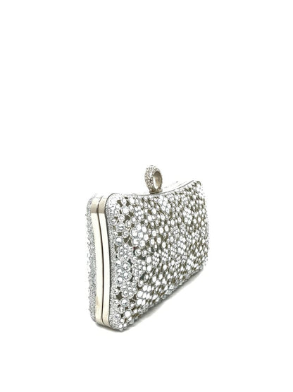 Silver Beaded Evening Clutch with Ring Closure