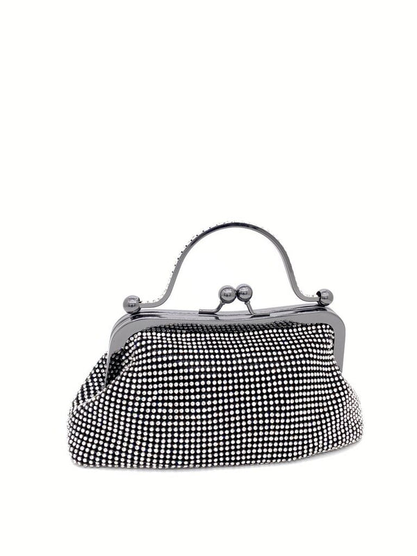 Silver Studded Evening Clutch with Handle