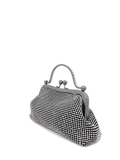 Silver Studded Evening Clutch with Handle