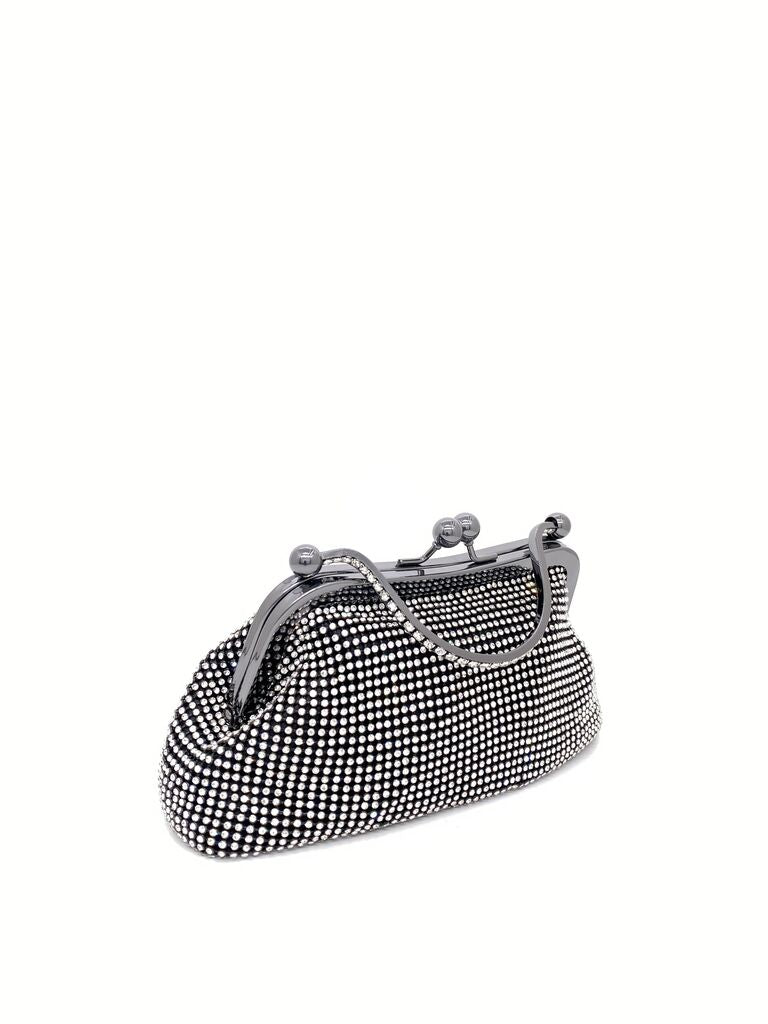Silver Studded Evening Clutch with Handle