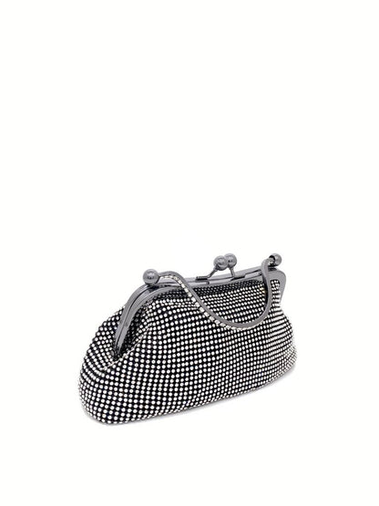 Silver Studded Evening Clutch with Handle