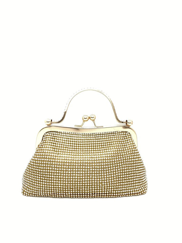 Gold Mesh Clutch Bag with Frame Closure