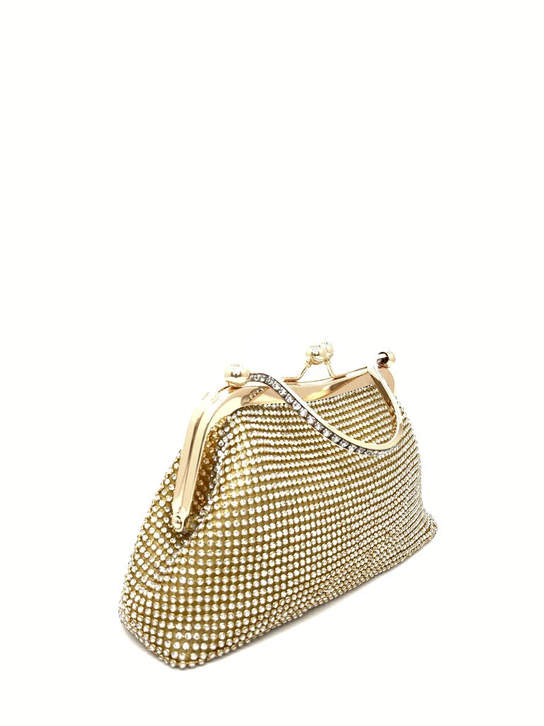Gold Mesh Clutch Bag with Frame Closure