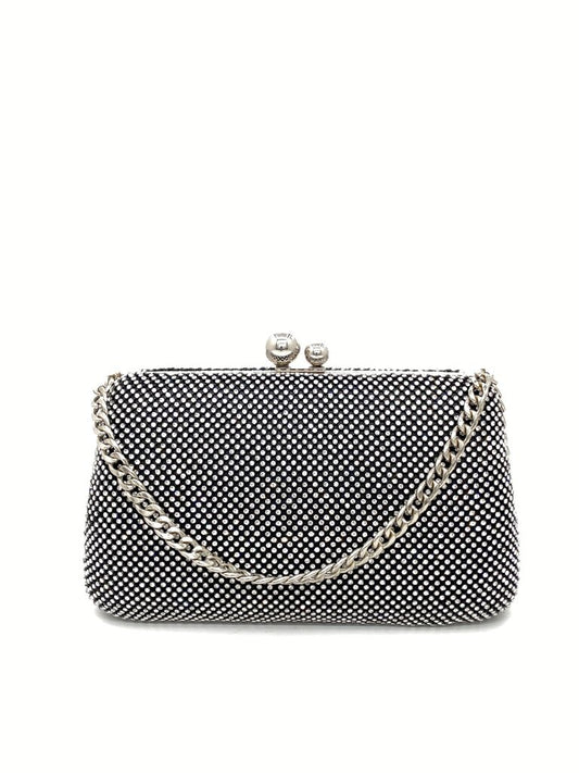 Black Glitter Clutch with Chain Strap