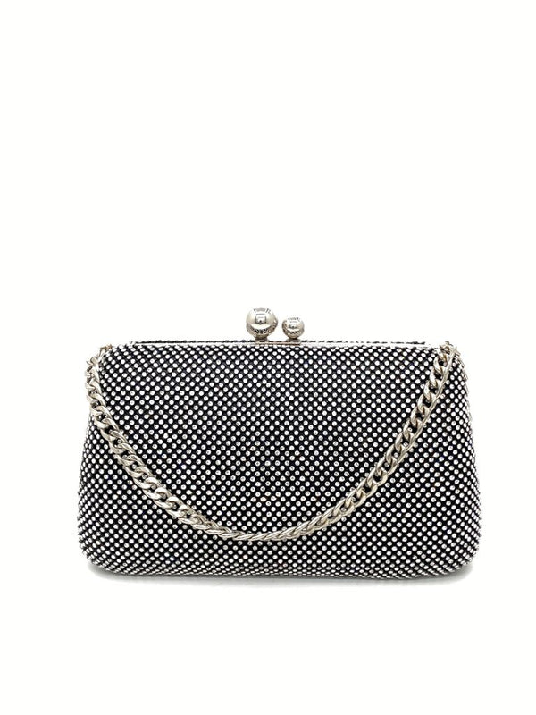Black Glitter Clutch with Chain Strap