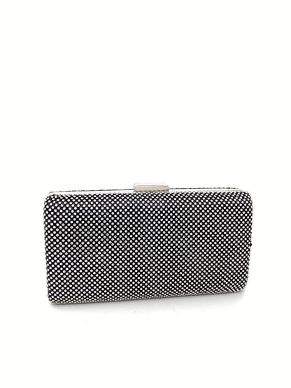 Black Geometric Clutch with Snap Closure