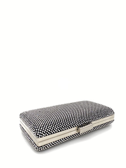 Black Geometric Clutch with Snap Closure
