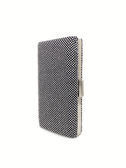 Black Geometric Clutch with Snap Closure