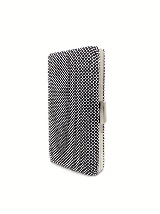 Black Geometric Clutch with Snap Closure
