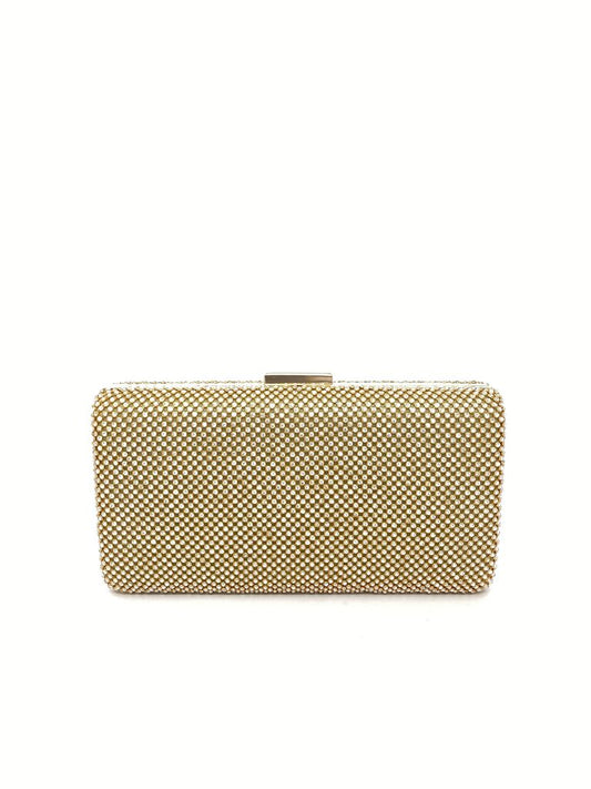 Gold Textured Clutch with Snap Closure