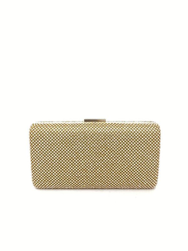 Gold Textured Clutch with Snap Closure