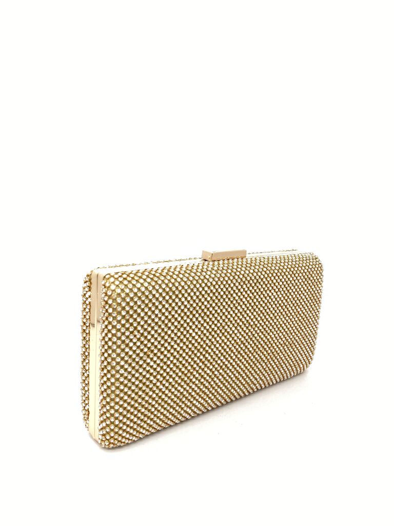 Gold Textured Clutch with Snap Closure