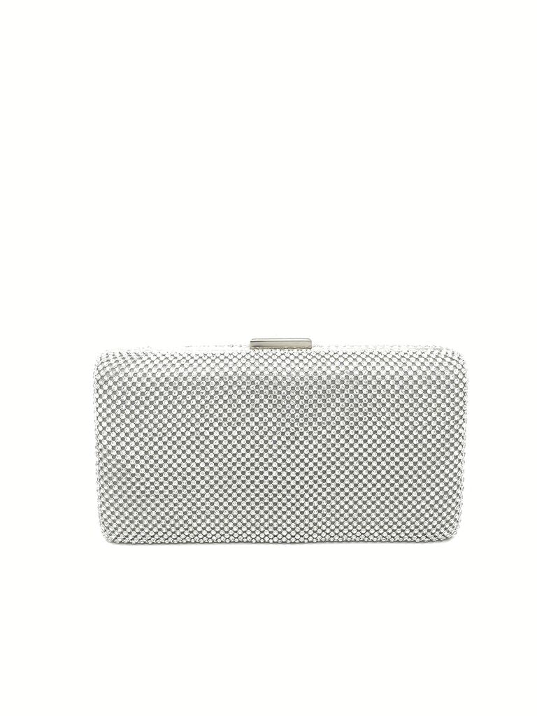 Silver Mesh Clutch with Snap Closure