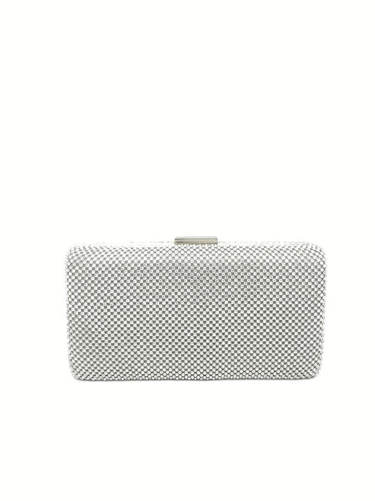Silver Mesh Clutch with Snap Closure