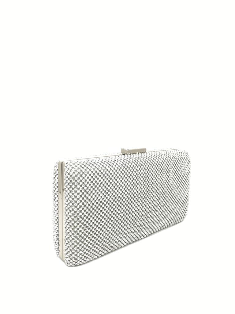 Silver Mesh Clutch with Snap Closure