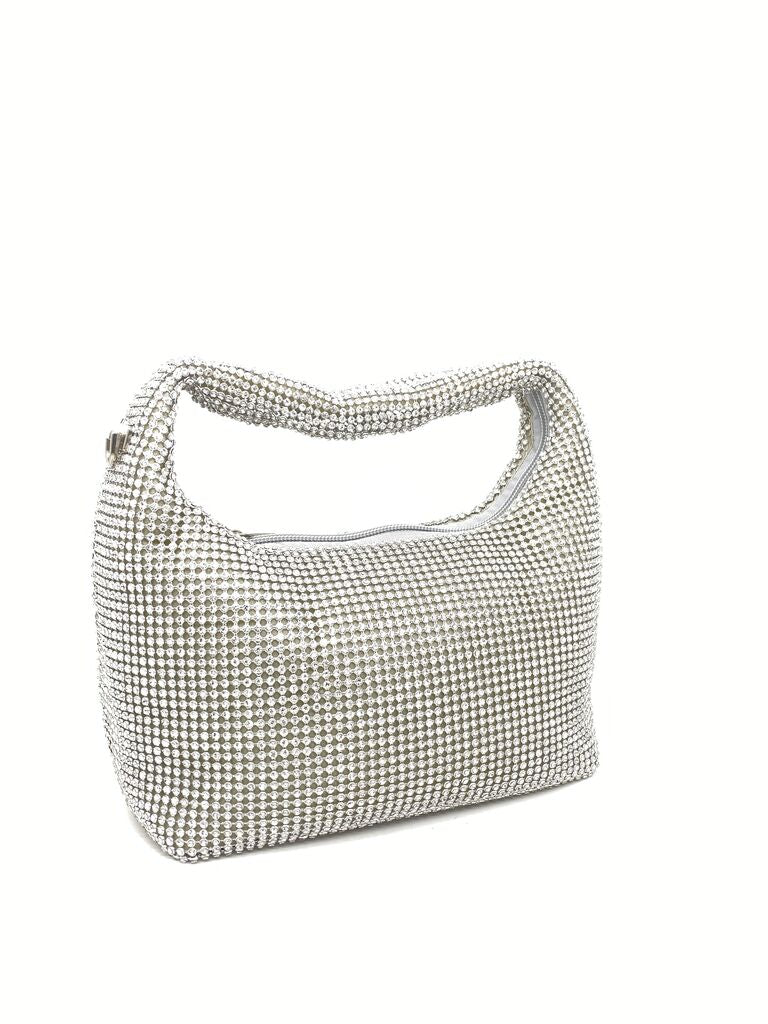 Silver Studded Hobo Bag with Handle