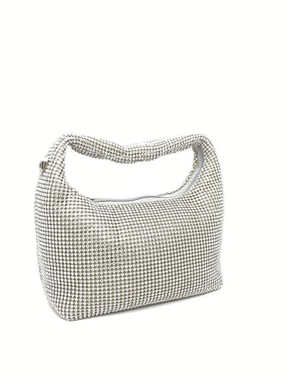 Silver Studded Hobo Bag with Handle