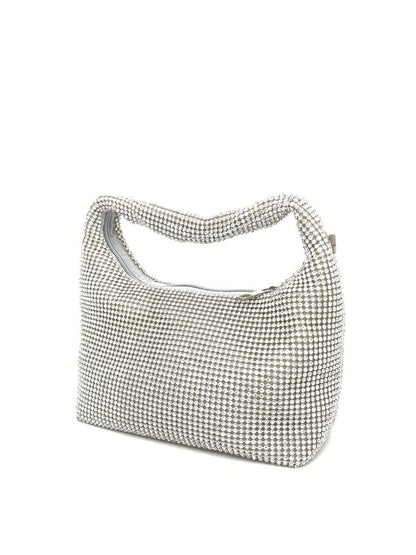Silver Studded Hobo Bag with Handle