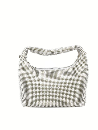 Silver Studded Hobo Bag with Handle