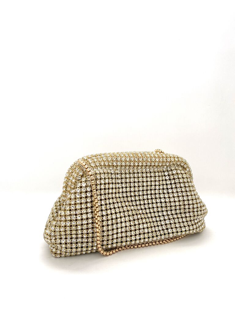 Gold Mesh Evening Clutch with Sparkling Detail